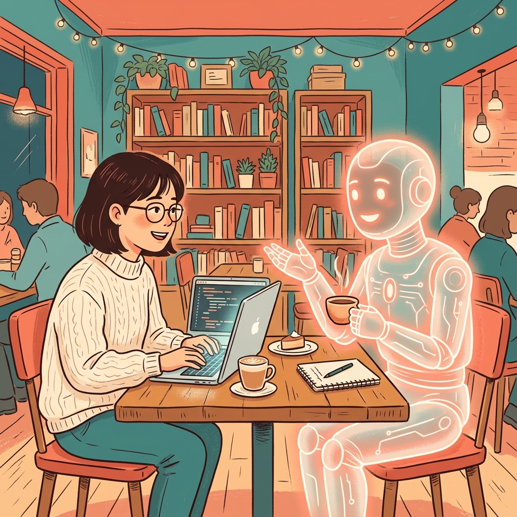 일러스트 1-1: 카페에서 AI와 대화