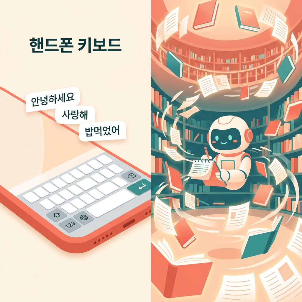 일러스트 1-2: 핸드폰 키보드 vs 생성형 AI